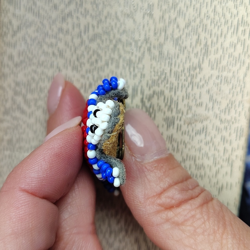 Native American Beaded Turtle Pinback Brooch - image 5